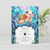 Whimsical Schattige Nautical Turtle Birthday Kaart (Staand voorkant)