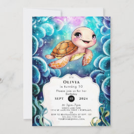 Whimsical Schattige Nautical Turtle Birthday Kaart