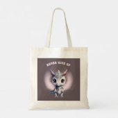 Whimsical Schattige "nooit opgeven" Feather Dragon Tote Bag (Achterkant)