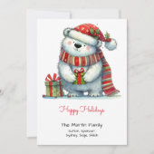 Whimsical Schattige Polar Beer in een Santa Hat Ha Feestdagenkaart (Voorkant)