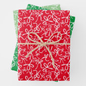 Whimsical Schattige Rood Groen Bogen Patroon Xmas  Inpakpapier Vel (In situ)