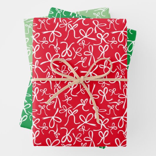 Whimsical Schattige Rood Groen Bogen Patroon Xmas  Inpakpapier Vel (In situ)