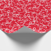 Whimsical Schattige Rood Wit Bogen Patroon Kerst Cadeaupapier (Hoek)