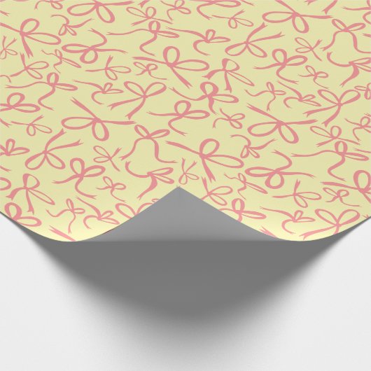 Whimsical Schattige Roze Bogen Patroon Girly Gift Cadeaupapier (Hoek)