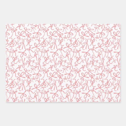 Whimsical Schattige Roze Bogen Patroon Girly Gift Inpakpapier Vel (Voorkant 2)