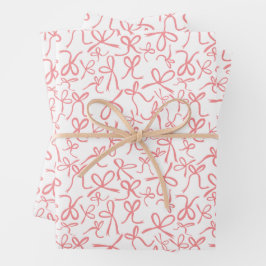 Whimsical Schattige Roze Bogen Patroon Girly Gift Inpakpapier Vel