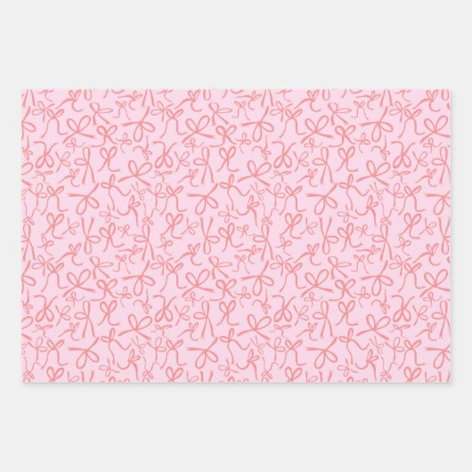 Whimsical Schattige Roze Bogen Patroon Girly Paste Inpakpapier Vel (Voorkant 3)