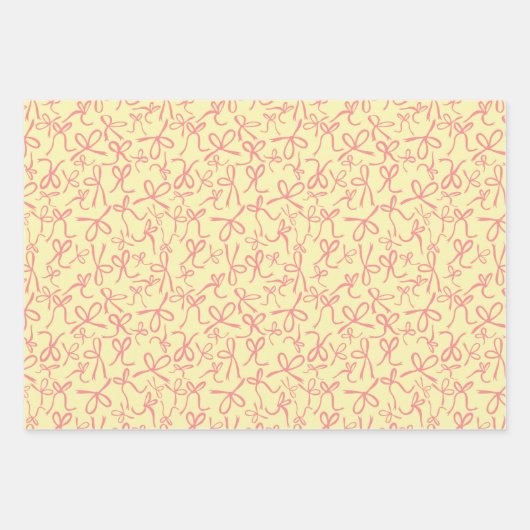 Whimsical Schattige Roze Bogen Patroon Girly Paste Inpakpapier Vel (Voorkant)