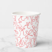 Whimsical Schattige Roze Bogen Patroon Vrijgezelle Papieren Bekers (Achterkant)