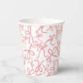 Whimsical Schattige Roze Bogen Patroon Vrijgezelle Papieren Bekers (Voorkant)