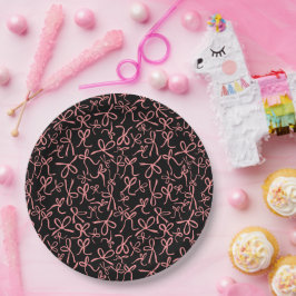 Whimsical Schattige Roze Bogen Patroon Vrijgezelle Papieren Bordje