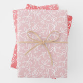 Whimsical Schattige Roze Wit Bogen Patroon Girly G Inpakpapier Vel (In situ)