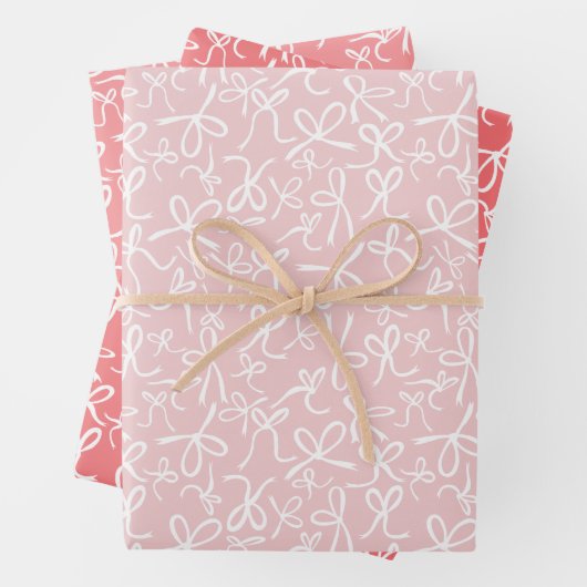 Whimsical Schattige Roze Wit Bogen Patroon Girly G Inpakpapier Vel (In situ)