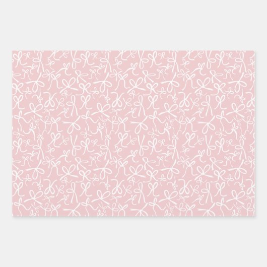 Whimsical Schattige Roze Wit Bogen Patroon Girly G Inpakpapier Vel (Voorkant)