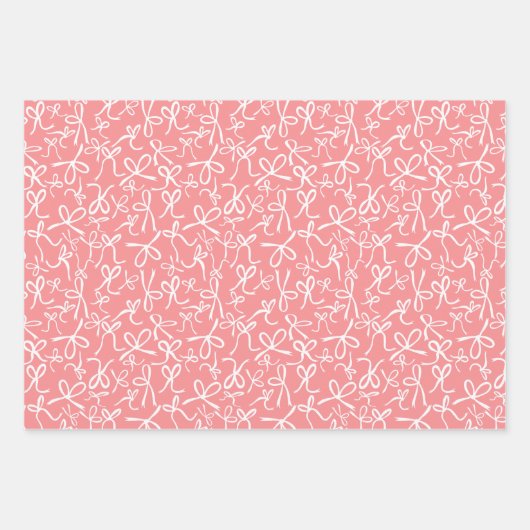 Whimsical Schattige Roze Zwart Bogen Patroon Girly Inpakpapier Vel (Voorkant 2)