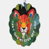 Whimsical Schattige Sinaasappel Tijger Oerwoud Lie Ornament Kaart (Links)