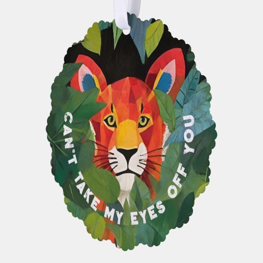 Whimsical Schattige Sinaasappel Tijger Oerwoud Lie Ornament Kaart (Links)