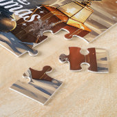 Whimsical schattige sneeuwman met kerstlantaarn legpuzzel (Zijkant)