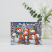Whimsical Schattige Sneeuwmannen Familie Briefkaart (Staand voorkant)