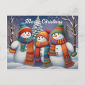 Whimsical Schattige Sneeuwmannen Familie Briefkaart (Voorkant)