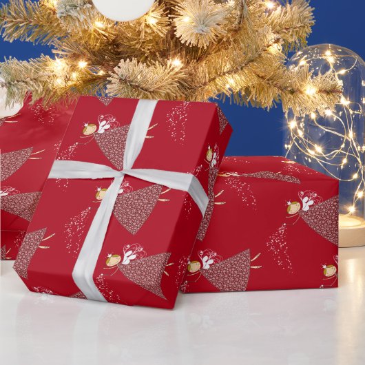 Whimsical Schattige Sneeuwvlok Fairy Kerstcadeauve Cadeaupapier (Feestdagen)