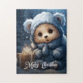 Whimsical schattige teddybeer met kerstcadeau legpuzzel (Verticaal)