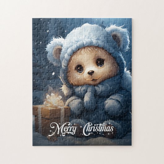 Whimsical schattige teddybeer met kerstcadeau legpuzzel (Verticaal)