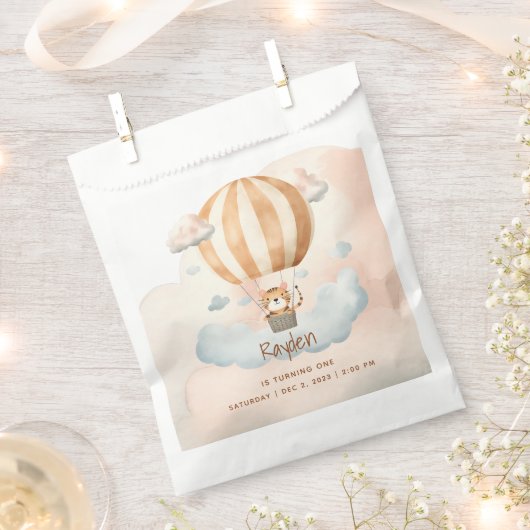 Whimsical Schattige Tiger Hete Luchtballon 1e Verj Bedankzakje (Geknipt)