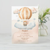 Whimsical Schattige Tiger Hete Luchtballon 1e Verj Kaart (Staand voorkant)