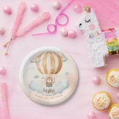 Whimsical Schattige Tiger Hete Luchtballon 1e Verj Papieren Bordje (Feest)