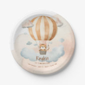 Whimsical Schattige Tiger Hete Luchtballon 1e Verj Papieren Bordje (Voorkant)
