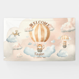 Whimsical Schattige Tiger Hete Luchtballon 1e Verj Spandoek