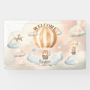 Whimsical Schattige Tiger Hete Luchtballon 1e Verj Spandoek