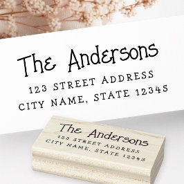 Whimsical schattige typografie retouradres rubberstempel