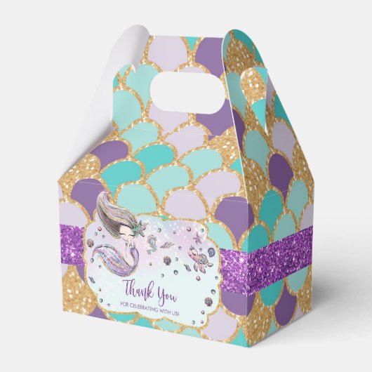 Whimsical Schattige Zeemeermin Baby shower Meisje  Bedankdoosjes (Achterkant)