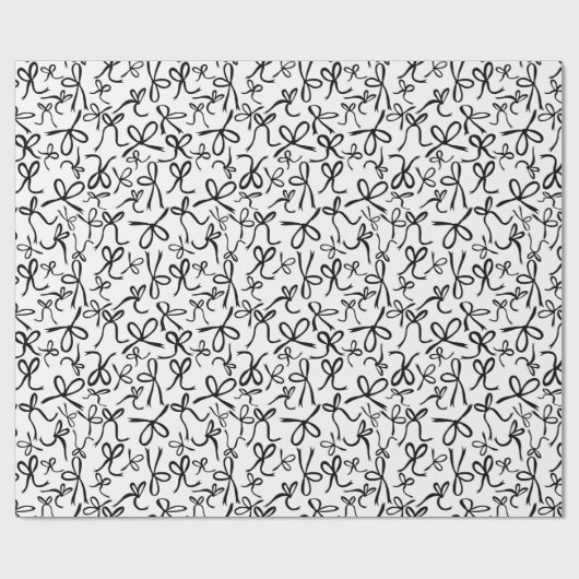 Whimsical Schattige Zwart Wit Bogen Patroon Girly  Cadeaupapier (Vlak)