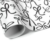 Whimsical Schattige Zwart Wit Bogen Patroon Girly  Cadeaupapier (Rol Hoek)