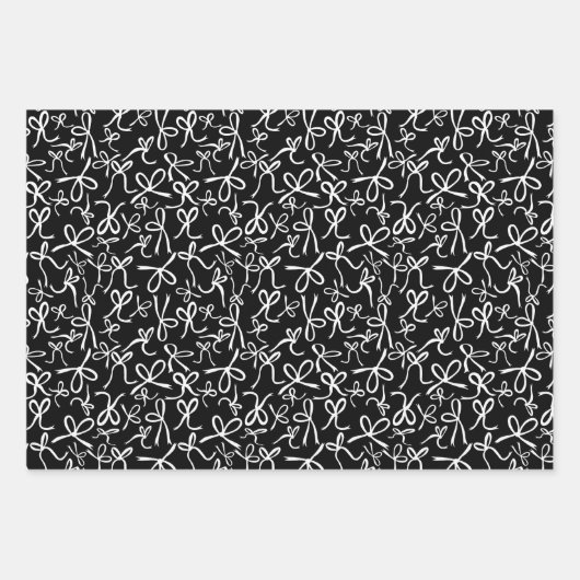 Whimsical Schattige Zwart Wit Bogen Patroon Girly Inpakpapier Vel (Voorkant 2)