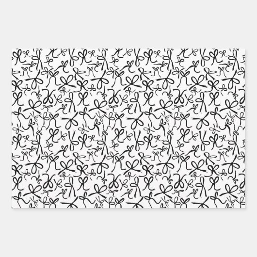 Whimsical Schattige Zwart Wit Bogen Patroon Girly  Inpakpapier Vel (Voorkant 3)
