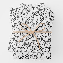 Whimsical Schattige Zwart Wit Bogen Patroon Girly Inpakpapier Vel