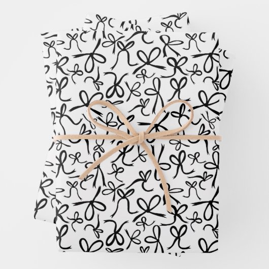 Whimsical Schattige Zwart Wit Bogen Patroon Girly  Inpakpapier Vel (In situ)