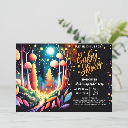 Whimsical Schattigee bewerkbare vuurvliegjes Baby Kaart (Staand voorkant)