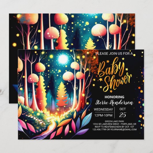 Whimsical Schattigee bewerkbare vuurvliegjes Baby  Kaart (Voorkant / Achterkant)