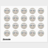 Whimsical Schattigee bruiloft bruin blauw uilen pa Ronde Sticker (Vel)
