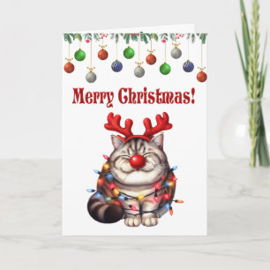 Whimsical Schattigee Cat Christmas Gevouwen Wenska Kaart