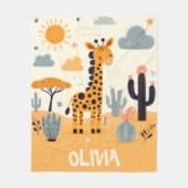Whimsical Schattigee Giraffe in Savanna Fleece Deken (Voorkant)