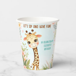 Whimsical Schattigee Giraffe Verjaardag Kinder Par Papieren Bekers