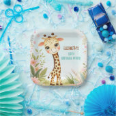 Whimsical Schattigee Giraffe Verjaardag Kinder Par Papieren Bordje (Feest)
