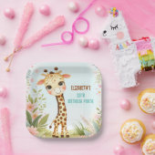 Whimsical Schattigee Giraffe Verjaardag Kinder Par Papieren Bordje (Feest)