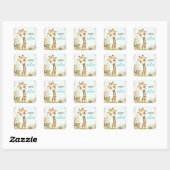 Whimsical Schattigee Giraffe Verjaardag Kinder Par Vierkante Sticker (Vel)
